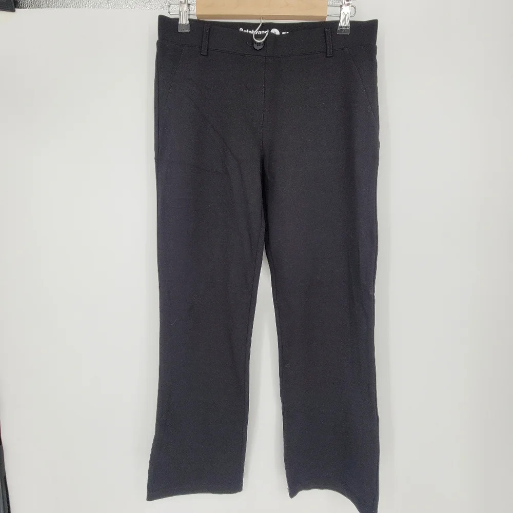 Betabrand black straight leg short Petit comfy pull on career pants size Medium